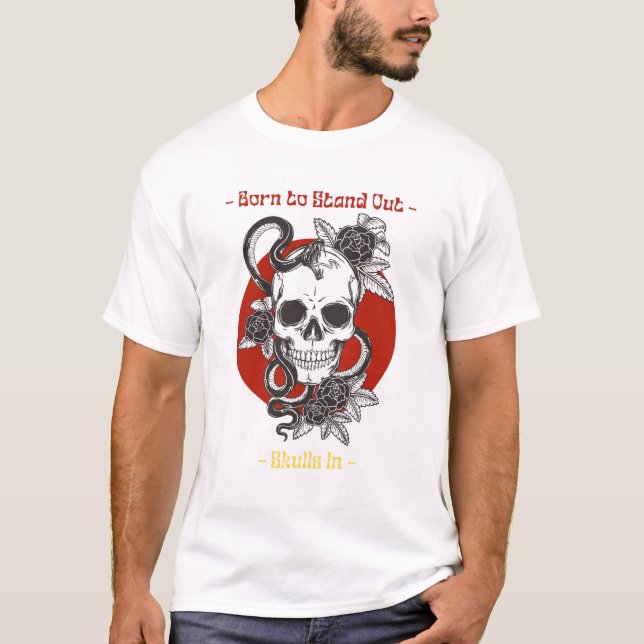 Camiseta Cultura pop de cráneo de Ilustracion negro y rojo (Anverso)