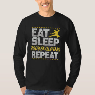 Camiseta Culturismo Comer Dormir Repetir Pesas Pasatiempo C