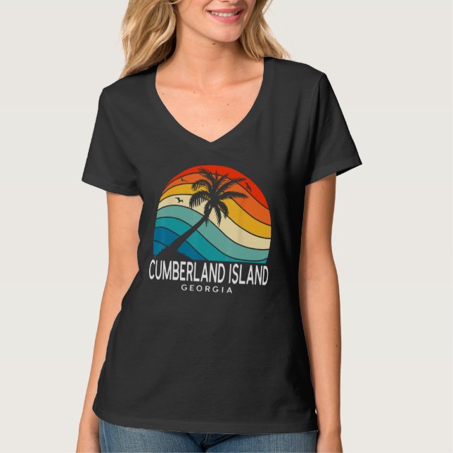 Camiseta Cumberland Island Georgia Tropical Beach Palm Tree (Anverso)