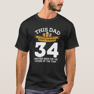 Camiseta Cumple 34 años bebiendo cerveza papá 34 cumpleaños