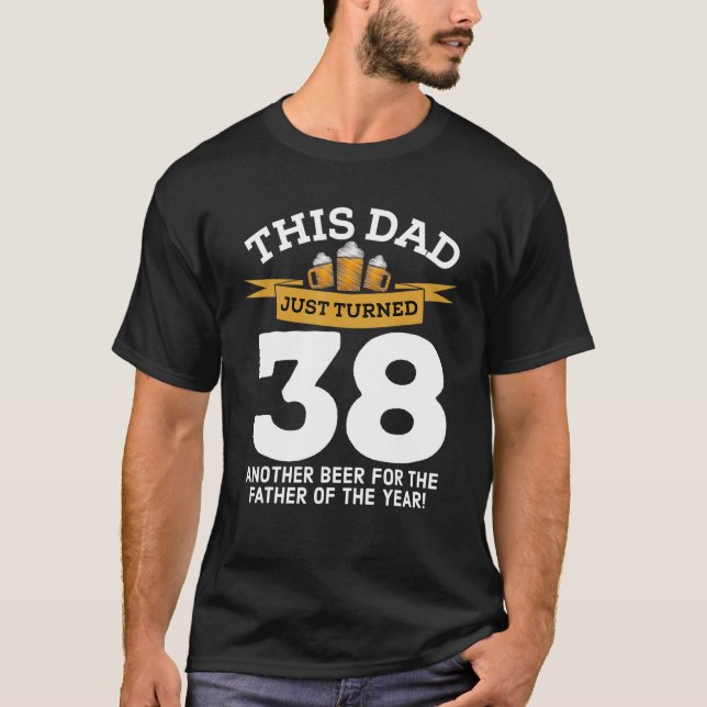 Camiseta Cumple 38 años bebiendo cerveza papá 38º cumpleaño (Anverso)