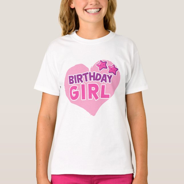 Camiseta Cumpleañera Corazón y Estrellas – Brillo  (Anverso)