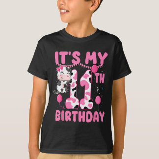 Camiseta Cumpleañera de 11 años Tema Vaca Cumpleaños 11