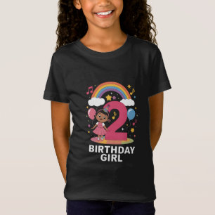 Camiseta Cumpleañera de Dos Años Niña Linda Cumpleaños 2º