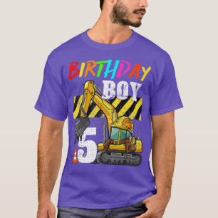 Camiseta Cumpleañero Excavadora 5 Años Construcción