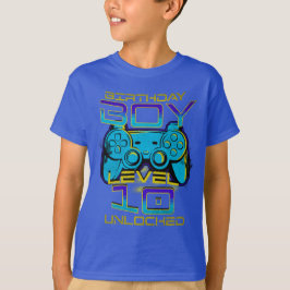 Camiseta Cumpleañero Nivel 10 Desbloqueado - Niños