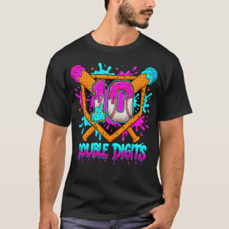 Camiseta Cumpleaños 10 con estilo béisbol Drip 10 años