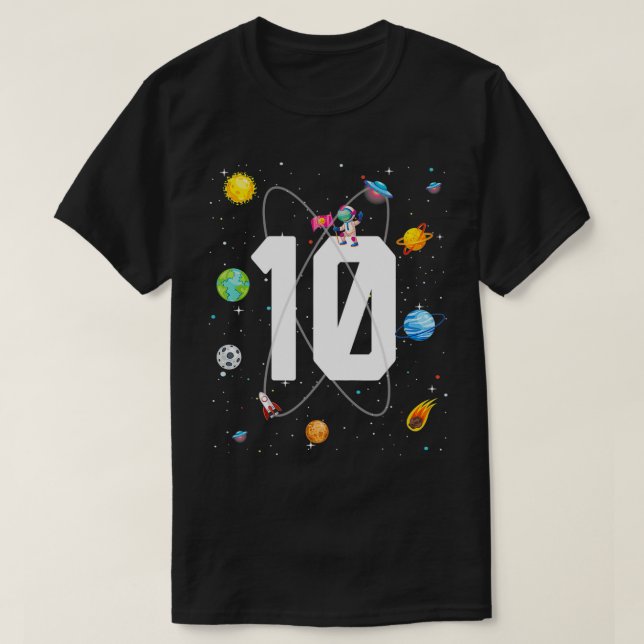Camiseta Cumpleaños 10 Espacio Ultraterrestre 10 cumpleaños (Diseño del anverso)
