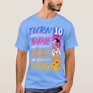 Camiseta Cumpleaños 10 I Manga I Jugador I Pizza Kawaii 90s