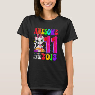Camiseta Cumpleaños 11 años niña fiesta Gato lindo 11 Años 