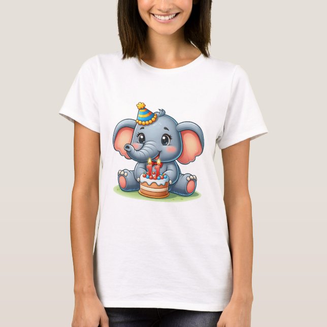 Camiseta Cumpleaños 11 de elefante lindo (Anverso)