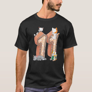 Camiseta Cumpleaños 11 de Gatos Once 11 Años Gatito