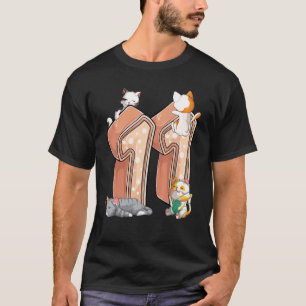 Camiseta Cumpleaños 11 de Gatos Once 11 Años Gatito