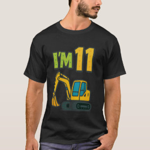 Camiseta Cumpleaños 11 Dibujos Animados Excavadora Oruga Am