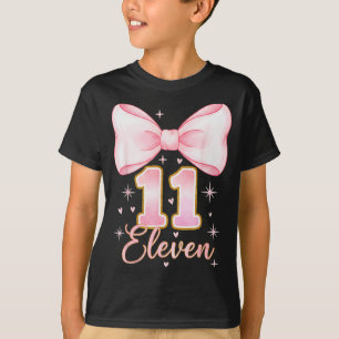 Camiseta Cumpleaños 11 niña coqueta lazo Es mi cumpleaños o