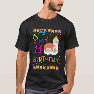 Camiseta Cumpleaños 11 niños de 11 años Llama Perezoso