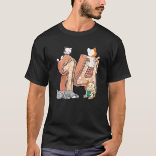 Camiseta Cumpleaños 14 Gatos Kit Catorce Años