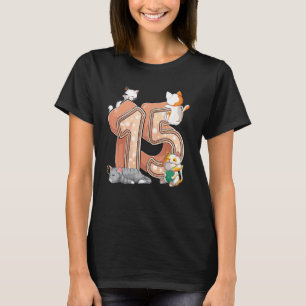 Camiseta Cumpleaños 15 de Gatos Quince 15 Años Gato