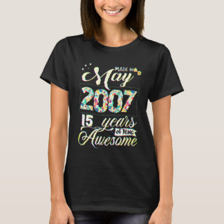 Camiseta Cumpleaños 15 Flores Para Mujeres Nacidas En Mayo