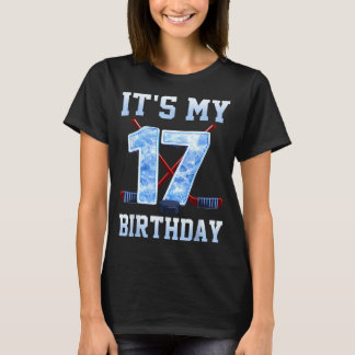 Camiseta Cumpleaños 17 Hockey sobre Hielo 17 Años Bday Niño