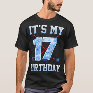 Camiseta Cumpleaños 17 Hockey sobre Hielo 17 Años Bday Niño