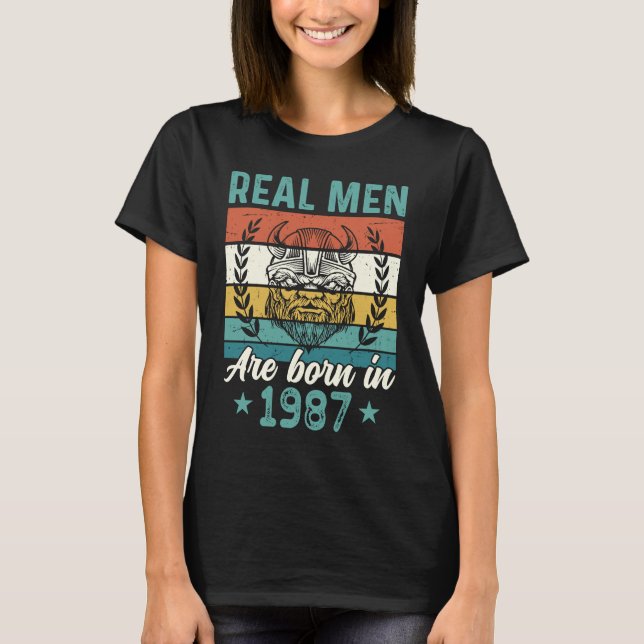Camiseta Cumpleaños 1987 Nacieron Hombres Reales En 1987 (Anverso)