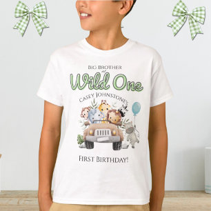 Camiseta Cumpleaños 1 Safari Wild One Acuarela con Título