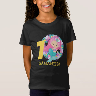 Camiseta cumpleaños 1 sirena amarillo