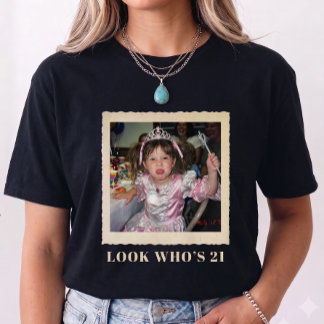 Camiseta Cumpleaños 21 divertida foto personalizada con est
