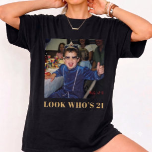 Camiseta Cumpleaños 21 divertida foto personalizada Mira qu