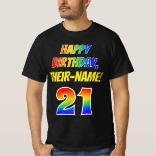 Camiseta Cumpleaños 21 — Negrita, diversión, arco iris