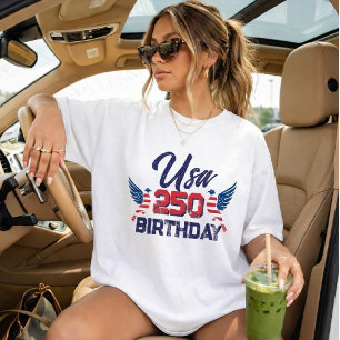 Camiseta Cumpleaños 250 de América 1776-2026 Gráfico Fuegos