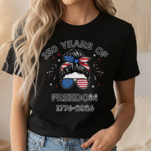 Camiseta Cumpleaños 250 de EE. UU. Moño Desordenado Patriót