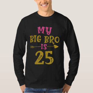 Camiseta Cumpleaños 25 de Hearts para Big Brother de Sister