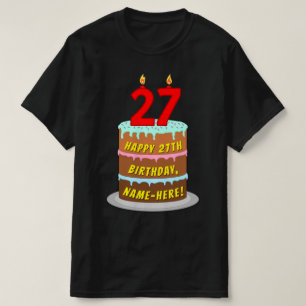 Camiseta Cumpleaños 27 — Torta de diversión y velas, con no