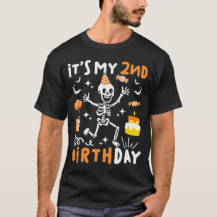 Camiseta cumpleaños 2 niños divertido esqueleto segundo cum