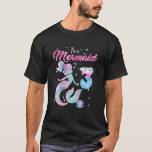 Camiseta Cumpleaños 3º de niños  Esta Sirena Tiene 3 Años N