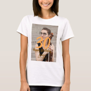 Camiseta cumpleaños 30 agregar nombre fecha año foto blanca