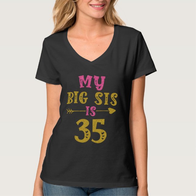 Camiseta Cumpleaños 35 de Hearts Para Hermana De Hermana He (Anverso)