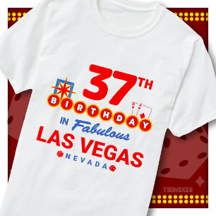 Camiseta Cumpleaños 37 en Las Vegas con cartel de bienvenid