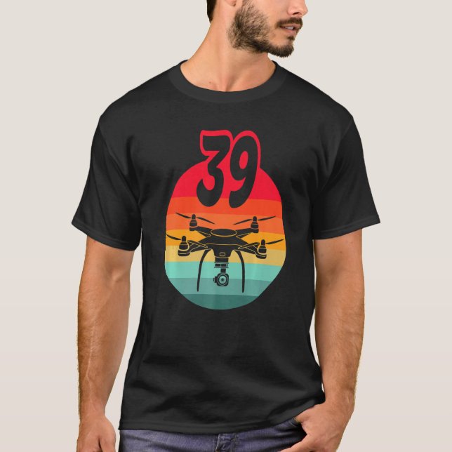 Camiseta Cumpleaños 39 Retro Drones De Control Remoto Con C (Anverso)