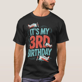 Camiseta Cumpleaños 3 Avión Piloto Niños Pequeños 3