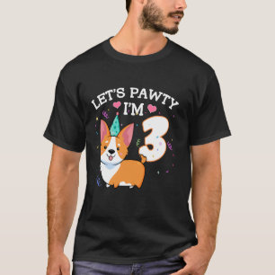 Camiseta Cumpleaños 3 Corgi Amante Perro 3 Años Cumpleaños
