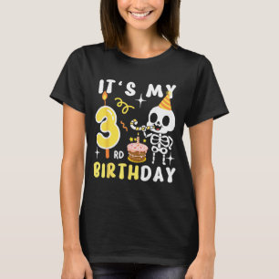 Camiseta Cumpleaños 3 niños esqueleto Halloween divertido 3