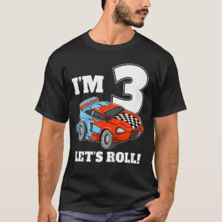Camiseta Cumpleaños 3er niño pequeño 3 Tres carreras conduc