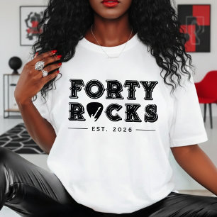 Camiseta Cumpleaños 40 Forty Rocks Guitar Pick