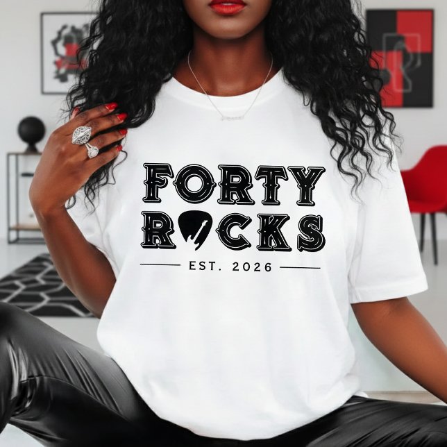 Camiseta Cumpleaños 40 Forty Rocks Guitar Pick (Subido por el creador)