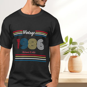 Camiseta Cumpleaños 40 Vintage 1986 Retro Colorido