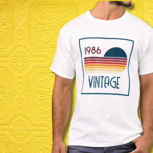 Camiseta Cumpleaños 40 Vintage 1986 Retro Franja Sol
