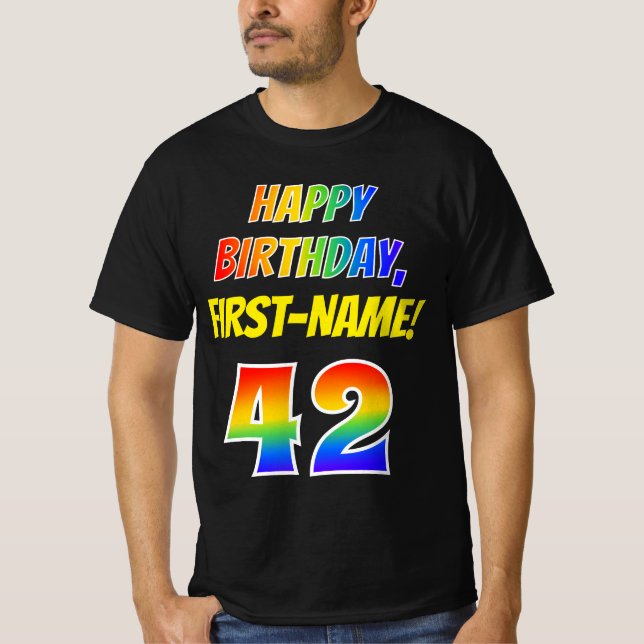 Camiseta Cumpleaños 42 — Negrita, Divertido, Arcoíris 42, N (Anverso)
